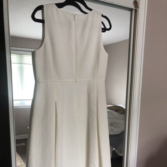 Lafayette 148 fit and flare white tone on tone dot dress, size 10 worn once - Picture 4 of 5